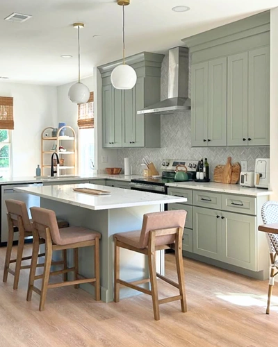 sage green shaker kitchen